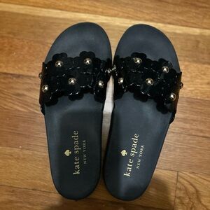 EUC - Kate Spade Black and Gold Embellished Sandals - Sz 7
